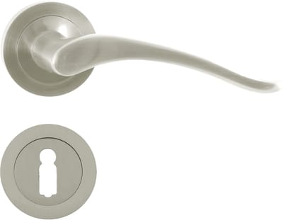 Domino® Deurkrukgarnituur BALLEN-R M9 - Nikkel gelakt - BB- gladde sleutel met Ronde Rozette - Deurbeslag van aluminium - Deurklink voor kamerdeur, kantoordeur, kelderdeur en binnendeur