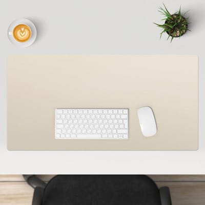 Wallfluent - Romige vanille Bureau Onderlegger - 90x45 cm - Beige Computer Mat - Pastel- en aardse kleuren Bureau Pad - Bureau Onderlegger Groot - Slaapkamer Decoraties - Bureauonderlegger Groot