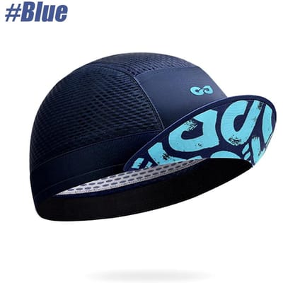 Casquette de cyclisme légère Protection UV Femmes Hommes Casquette de vélo de course Casquettes sous casque Refroidissement Crâne Évacuation de la transpiration Chapeau de soleil bleu