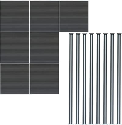 Composiet schutting paneel x7&led-palen x8 - grijs - 1218x185