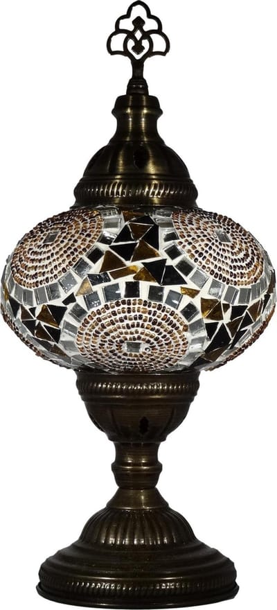 Turkse tafellamp met mozaïek bol van 13 cm bruin - Oosterse tafellamp met mozaïek bol van 13 cm bruin