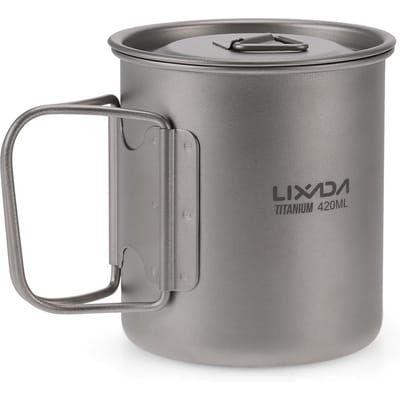 Lixada Ultralight Titanium Cup Outdoor Draagbare 300 ml/350 ml/420 ml/550 ml/650 ml Camping Picknick Waterbeker 420ml