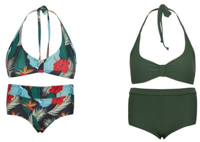 Set van 2 bikini hipster broekje en haltertopje ibiza bloemen/ Groen 140- 146