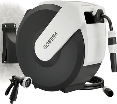 Slanghaspel - Wandmodel oproller - Water geven tuin - 180° draaibaar - 25 meter - Grijs/zwart