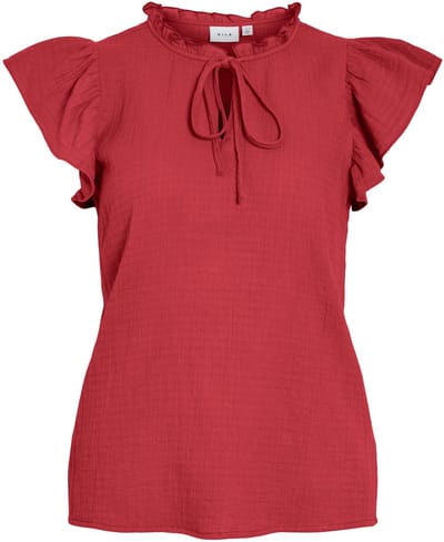 VILA - VILANIA O-NECK S/L FRILL TOP/VOL - Dames - Blouses