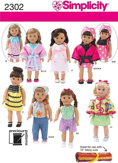 Poppenkleding Patroon - Naaipatronen Poppen - Poppen Aankleden - Voor 18 Inch Poppen - 46 x 15 x 21 cm