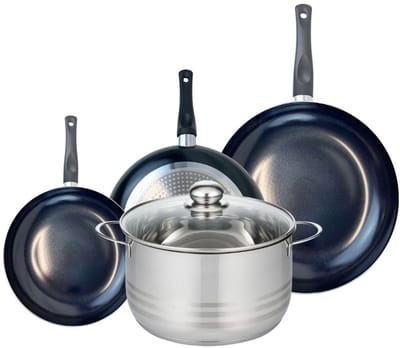 Set van 3 Koekenpannen 20, 24 en 28 cm en 1 braadpan 24 cm Elo Prima Brillant