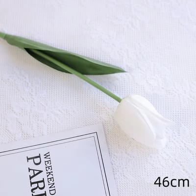 Tulp - wit - zijden bloemen - 3 stelen - onderhoudsvrij - 46 cm - kunstbloemen