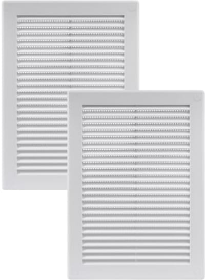 Duurzame Witte Ventilatieroosters 14 x 20 cm - 2 Stuks - Plat en Weerbestendig - Ideaal voor Binnen en Buiten