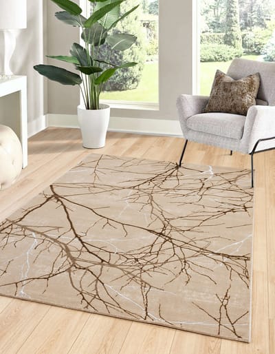 Flycarpets Minye Modern Vloerkleed Beige / Taupe - Laagpolig - 160x230 cm