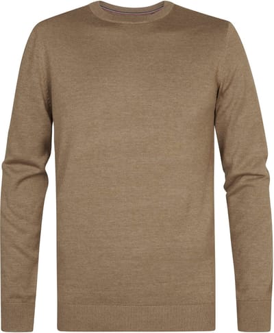 Petrol Industries Heren Fijngebreide Trui - Regular Fit - Ronde Hals - Truien Heren - Pullover - Bruin - Maat XXXL