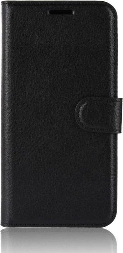 DrPhone Flipcover - Bookcase - Geschikt voor LG V40 - Luxe booktype PU Lederen Portemonnee Case - Wallet Case met Kickstand - Zwart