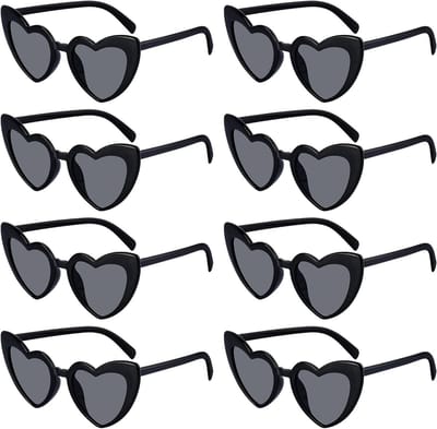 Retro Hartvormige Zonnebril - 8 Paar Zonnebrillen voor Feestjes, Hippie Stijl en UV380 Bescherming, Perfect voor Festivals en Casual Gebruik