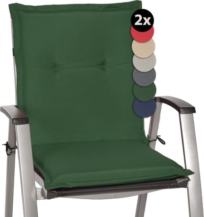 Beautissu Loft NL – Set van 2 Tuinkussens Lage Rug 100x50x6 cm Kussen Groen Tuinstoelkussens Zitkussen Tuinstoel