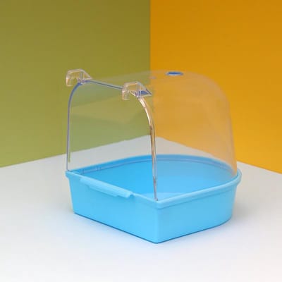 Buitenbad voor papegaaien, halfrond, geschikt voor kleine vogels zoals lijsters en dwergpapegaaien,Lichtblauw,13.4*13.8*14cm