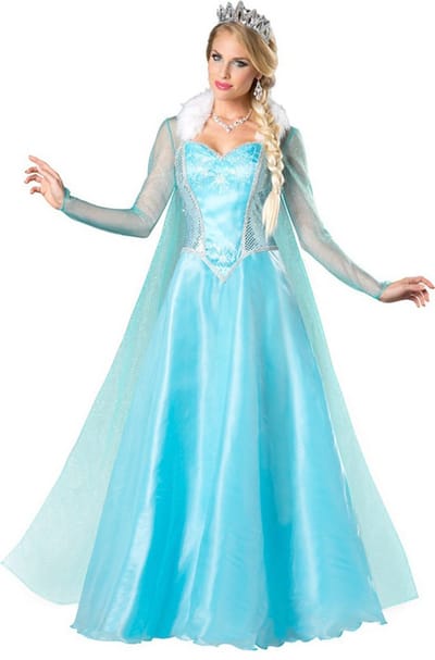 Joya Party® Verkleed Jurk Volwassenen | Blauwe Glamour Jurk | Carnaval Verkleedjurk Dames | Prinsessenjurk Vrouwen | ijsprinces | Carnavalskleding | Maat S