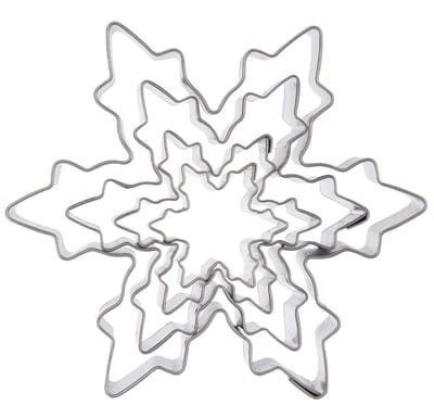 Koekjessnijders Edelstaal Sneeuwvlok 4 stuks - Vormen - Uitsteekvorm - Cookie - Cutter - Uitsteekvormpjes - Koekjes - Bakken - Koekjessnijder