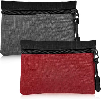 Draagbare Oxford Stoffen Ritsportemonnee voor Jongens en Meisjes - Perfect voor Reizen en Dagelijks Gebruik (Grijs + Rood)