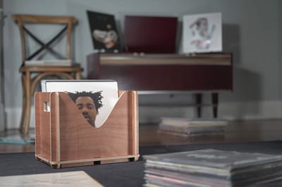 Vinyl Platenhouder - LP Opberger - Muziek Collectie - Eenvoudige Montage - 35-50 Platen - Houtkleur