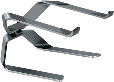 DrPhone ElevatePro Laptop Standaard – Aluminium Ergonomische Notebook Houder – Traploos Verstelbaar tot 150° – Anti-Slip – Geschikt voor 10 t/m 17 Inch – Zilver