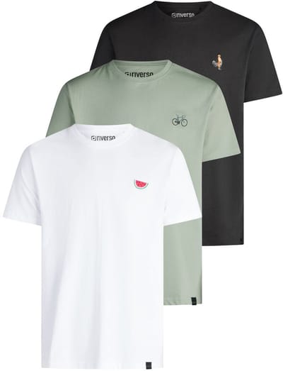 riverso Heren T-Shirt RIVJay 3 Pack regular fit Veelkleurig S Ronde Hals Volwassenen gemaakt van 100% katoen