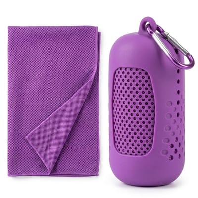 Paarse reishanddoek unisex sneldrogende koelende sport handdoek met karabijnhaak compacte microvezel handdoek voor fitness wandelen reizen en outdoor activiteiten