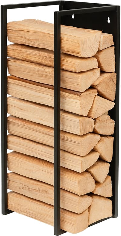 Brandhoutrek muur - 75 cm - haardhout - metaal