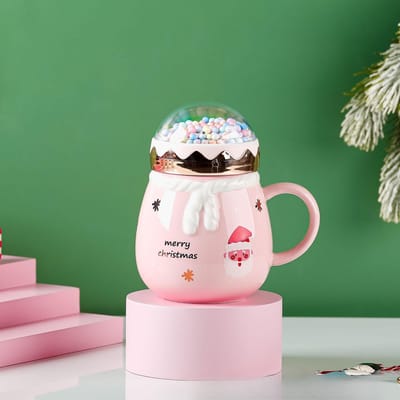 Creatieve Kerstbeker Hoge Waarde Keramische Beker Mok Cadeau Waterbeker met Deksel Grensoverschrijdende Cartoonbeker Souvenir 401-500ml