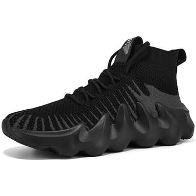 Herenschoenen Zomer Textiel Hoge Schoenen Heren Casual Sokkenschoenen Nieuwe Stijl Mesh Trend Herenschoenen 46 black