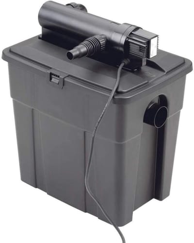 Aura® Vijverfilter – Vijverfilter Complete Set – Vijver Filter Incl. Indicator voor Vervuilingsgraad en Watertemperatuur – Filterpomp – Stromingspomp - Zwart - ‎40cm x 29cm x 46cm