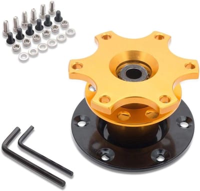 Allecto plus - Universele snap off naaf stuurwiel voor rally motorsport goud met snel loskoppelmechanisme
