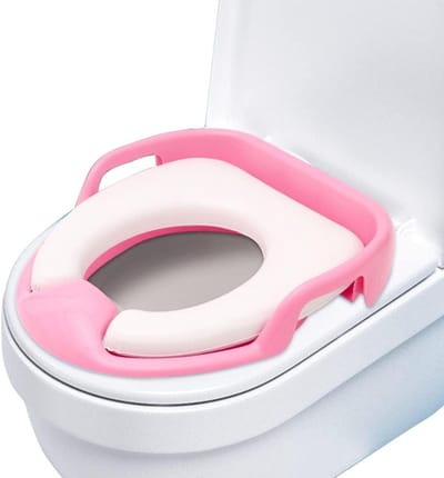 Zachte Toiletbril voor Kinderen met Veiligheidsgrepen en Comfortabele Kussens, Geschikt voor Jongens en Meisjes van 1-7 Jaar, Roze