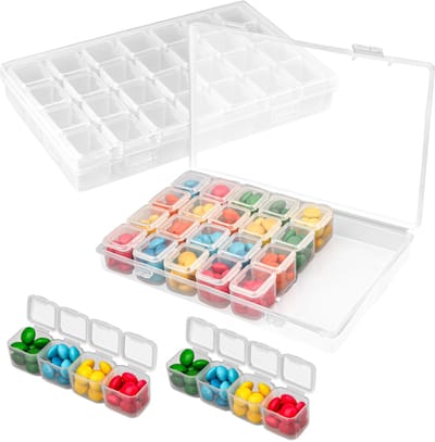 Unyqoos ® Handige Transparante Opbergdozen met 28 Vakken voor Creatieve Projecten en Organisatie