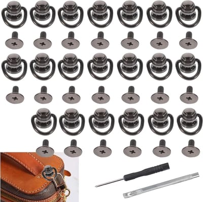 20 Stuks D Ring Studs en Rivets voor Leren Ambachten - Metaal, Chicago, Schroef en Knop Rivets in Goud en Messing