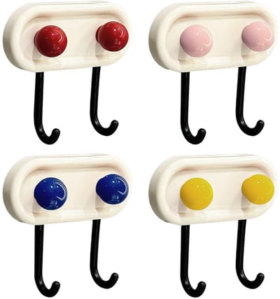 Dailygoods- Wandhaak Sterke Lijm - Haakjes Zelfklevend - Wandhaak voor Badkamer/Keuken - Multi-Kleur - Dubbele Haak - Decoratieve Wanddecoratie - Haakje