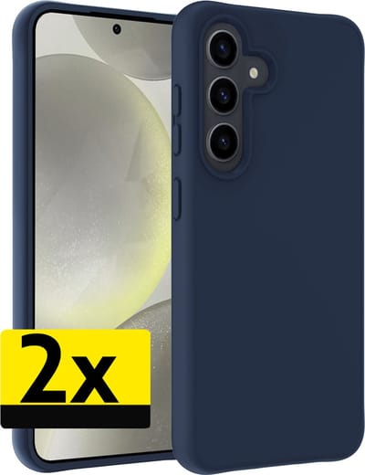 Hoesje - 2 Stuks - Geschikt voor Samsung Galaxy S24 - Sterk & Shockproof - Case Siliconen - Back Cover - Telefoon Hoes - Telefoonhoesjes - Donkerblauw