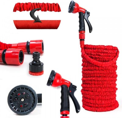 Flexibele Tuinslang - Uittrekbare Waterslang - Tuin Besproeien - Knikvrij Zelflegend - 30 Meter - Rood