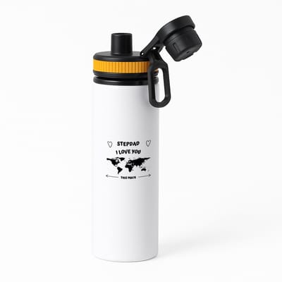 Hacebo® - stepdad I love you this much waterfles met draaidop oranje - Vader - geweldige stiefvader - liefste stiefvader - verjaardag - cadeau - kado - bedankje - geschenk - water fles - 850ML