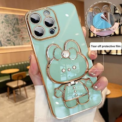 Standaard Houder Telefoonhoesjes voor iPhone 11 12 13 14 15 Pro Max Hoes 15 Plus 13Pro 12Pro 15Pro 14Pro Max Cover Schattig Konijn Meisje Coque For iPhone 14Pro Max