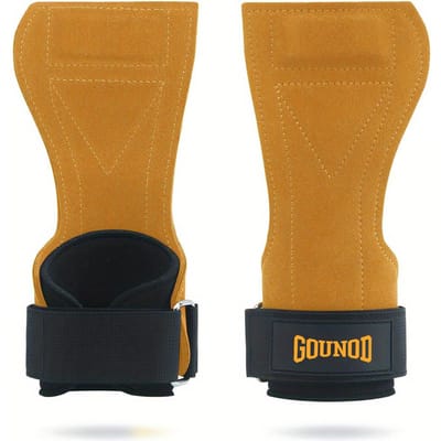 1 paire de gants de musculation Gounod Gym Grip en cuir de vachette avec protection de paume pour l'entraînement physique et les exercices. jaune