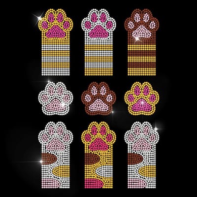 Dailygoods- Opstrijkbare Sticker Schattige Kattenpoot - Strass Steentjes - Decoratie voor Kleding - T-Shirts/Jassen/Tassen - Afmetingen 29,7 x 21 cm - Strass Transfer