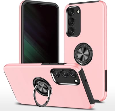 Telefoonhoesje Met Vingerring & Magneet voor Telefoohouders - Hoesje Geschikt voor: Samsung Galaxy S23 - Anti-drop harde cover - Roze