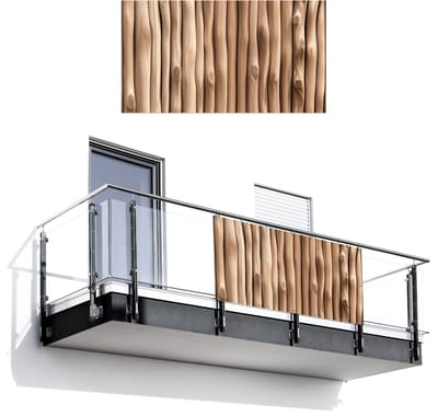 Balkonscherm 200x110 cm - Balkonposter Hout - Stam - Lichtbruin - Balkon scherm decoratie - Balkonschermen - Balkondoek zonnescherm