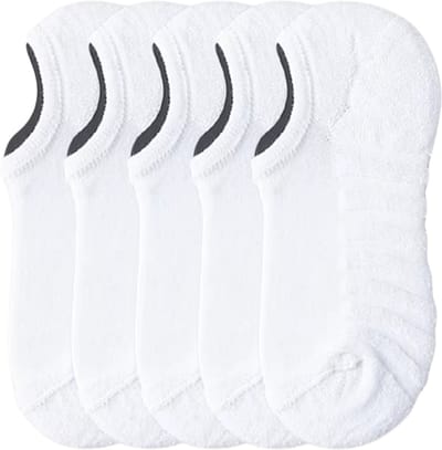 5 Paar Enkelsokken van Katoen – Lage Sokken, Ademend, Antislip & Comfortabel voor Dames en Heren-Wit