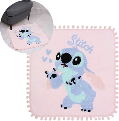 DISNEY Stitch Vierkant vloerkleed, roze, antislip 60x60cm
