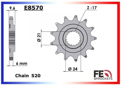 Pignon sortie boite FE pour quad Honda 700 TRX XX 2007 à 2011 14 dts P 520 Neuf