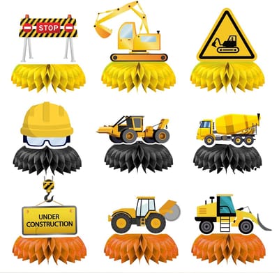 Dailygoods- Tafelstukken 9 Stuks - Bouw-Honingraat Tafeldecoratie - 3D Tafelversiering - Baby Shower - Verjaardagscadeaus - Topkwaliteit Karton