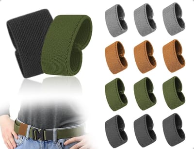 Set van 12 Elastische Riemlussen voor Naaien, Ideaal voor Rugzakken en Sling Bags in Lichtgrijs, Khaki, Donkergrijs en Legergroen