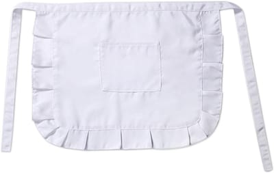 Elegante Kanten Schort met Ruffles - Verstelbaar Keuken Schort Geschikt voor Thuis, Restaurant en Café - Wit, Één Maat, Perfect voor Koken en Bakken