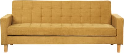 VEHKOO - Slaapbank 3-zits - Mosterdgeel - Polyester